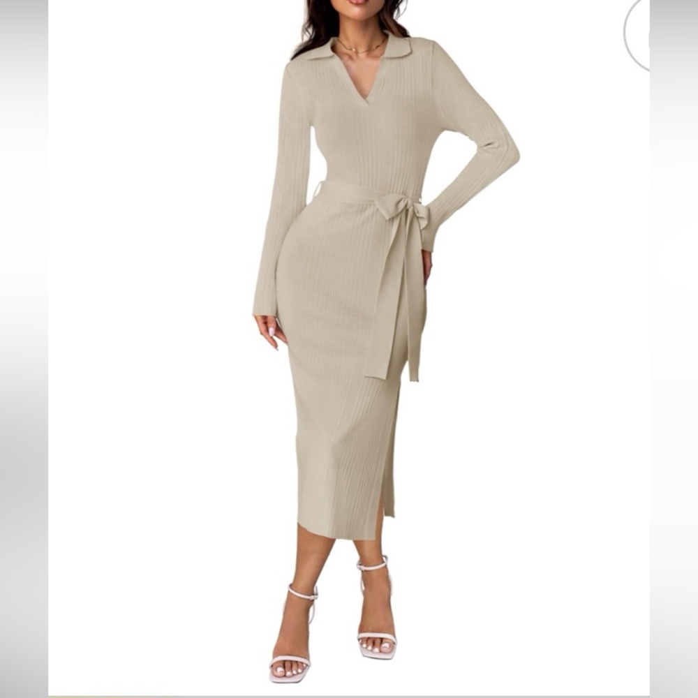 Zesica Women's Ribbed Long Sleeve Sweater Dress